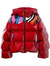 Pucci Abstract-panelling Hooded Puffer Jacket In Red