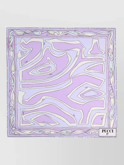 Pucci Abstract Pattern Square Scarf Soft Silk In Purple