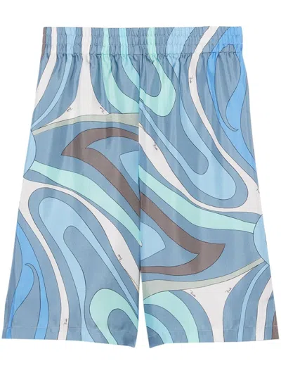 Pucci Abstract-print Bermuda Shorts In Blue