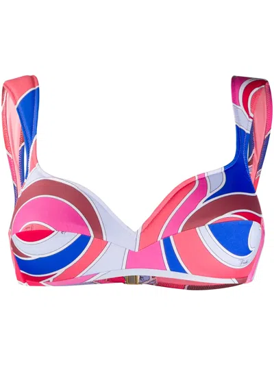 Pucci Abstract Print Bikini Top In Pink