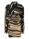 Pucci Long-sleeved Mini Dress With Marble Print