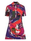 Pucci Fitted Waist Mini Dress With Button Accents In Multi