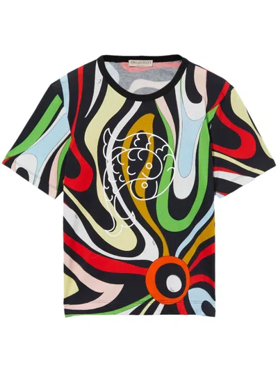 Pucci Abstract-print Cotton T-shirt In Black