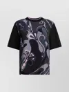 Pucci Cotton And Silk Crewneck T-shirt With Print T-shirts Black In Black