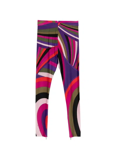Pre-owned Pucci Abstract-print Leggings In Purple
