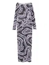 Pucci Maxi Dress With Abstract Pattern And Long Sleeves In Multi