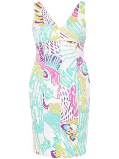 Pre-owned Pucci Abstract-print Mini Dress In White