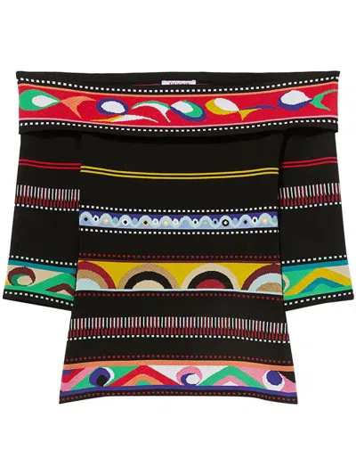Pucci Abstract-print Open-shoulder Top In Multicolour