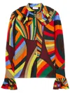 Pucci Abstract Print Ruffled Cotton Blouse In Orange