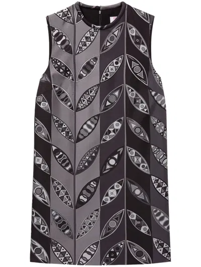 Pucci Abstract-print Silk Miniskirt In Grey