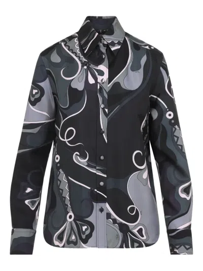 PUCCI ABSTRACT-PRINT SILK SHIRT