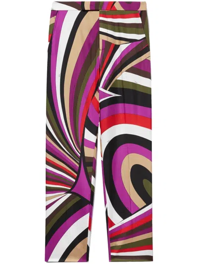 Pucci Iride Printed Silk Twill Palazzo Pants In Purple