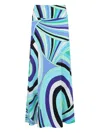 Pucci Flowing Abstract Pattern Skirt In Viscose Blend In Blue