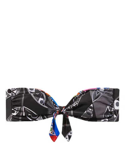Pucci Abstract Print Strapless Bikini Top In Black