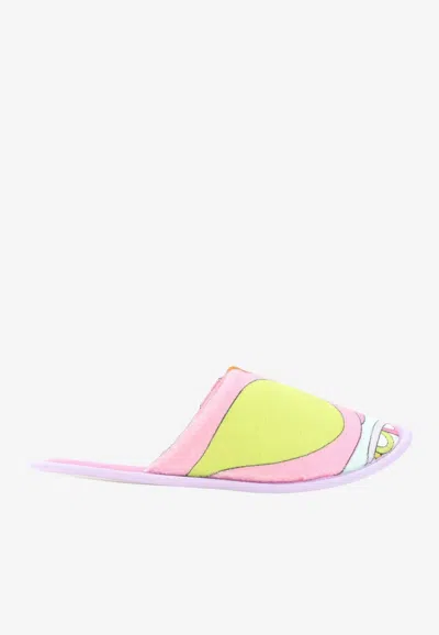 Pucci Abstract Print Terry Cloth Slippers In Multi