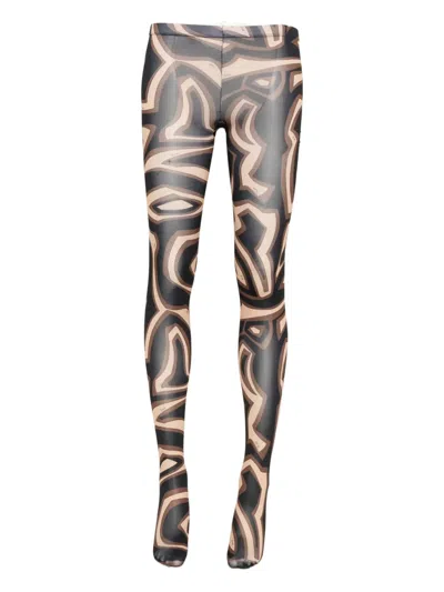 Pucci Abstract-print Tights In Brown