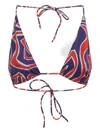 Pucci Triangle Top Adjustable Strap Bikini Set In Blue