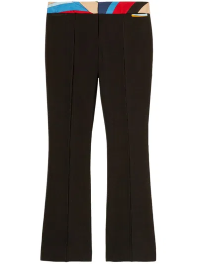 Pucci Abstract-print Trim Cropped Trousers In Black