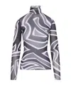Pucci Semi Sheer Printed Long-sleeved High-neck Top In Black