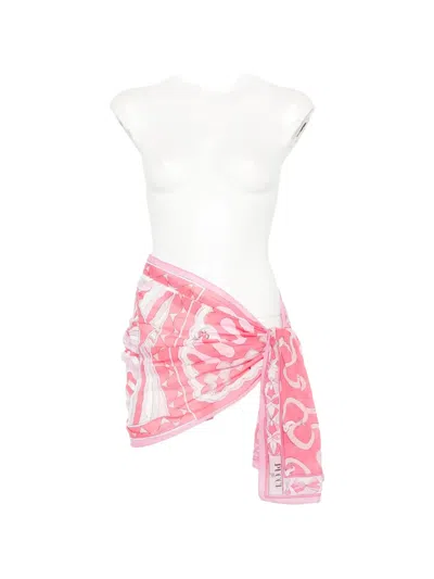 Pucci Abstract-print Cotton Skirt In Pink