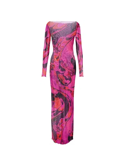 Pucci Abstract-print Long-sleeve Maxi Dress In Multi