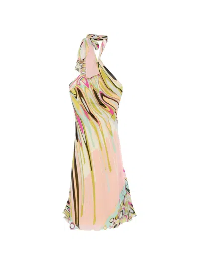 Pre-owned Pucci Abstract-print Midi Dress In Pink