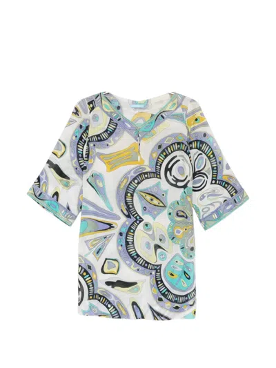 Pre-owned Pucci Abstract-print Mini Dress In Neutrals