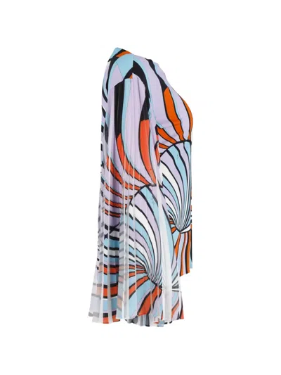 Pre-owned Pucci Abstract-print Pleated-sleeve Kaftan Top In White