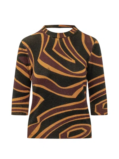 Pucci Abstract-print Scoop-back Sweater In Orange