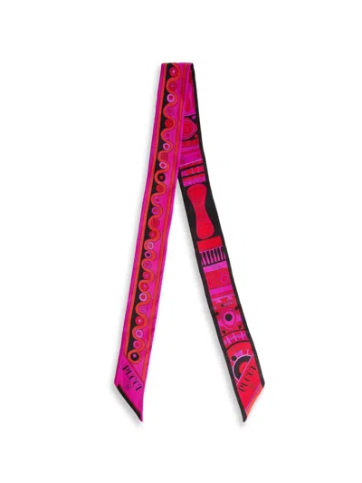 Pucci Silk Scarf With Mixed Prints In Pink
