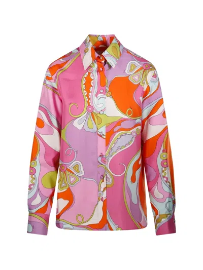 Pucci Abstract-print Silk Shirt In Multi