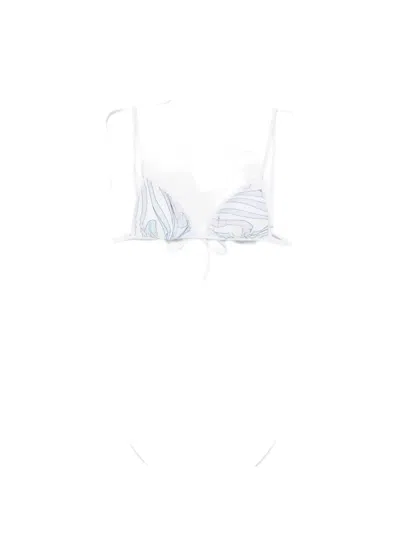 Pucci Abstract-print Triangle Bikini Top In White