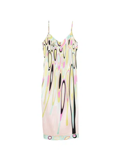 Pre-owned Pucci Abstract-printed Midi Dress In Blue