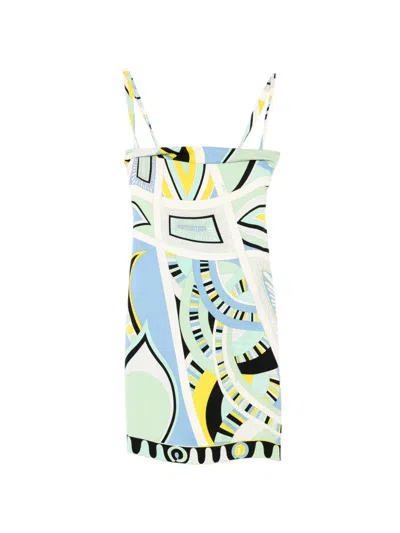 Pre-owned Pucci Abstract-printed Mini Dress In Blue