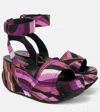Pucci Ami Platform Sandals In Fuxia/marrone