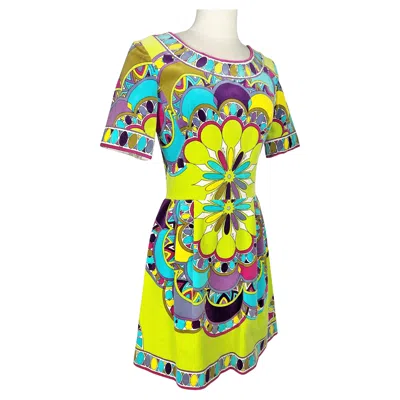 Pre-owned Pucci An Emilio  Printed Velvet Little Dress - Italy Circa 1970-1975 In Green