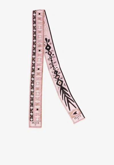 Pucci Angoli And Soleil Print Silk Scarf In Pink