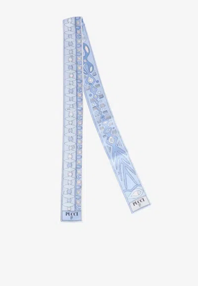 Pucci Angoli And Soleil-print Silk Scarf In Blue