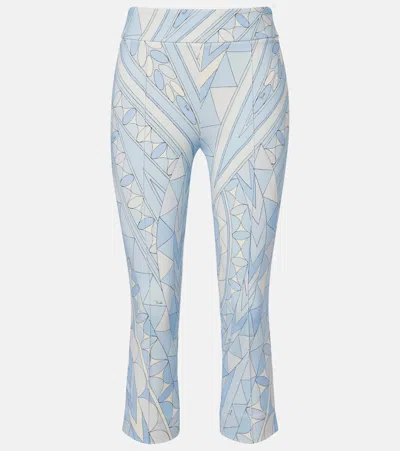 Pucci Angoli Jersey Capri Pants In Blue