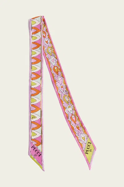Pucci Angoli Mixed-print Silk Twill Scarf In Multicolor In Pink