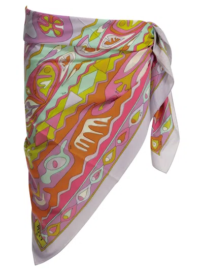 Pucci Angoli Pareo Skirt Asymmetric Hem Tie In Multi