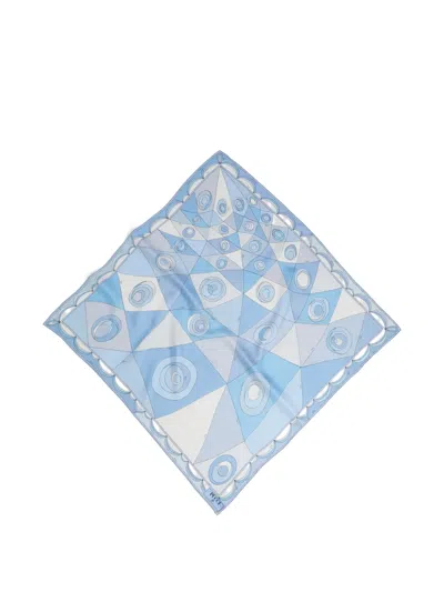 Pucci Angoli Print Cotton Carrè In Blue