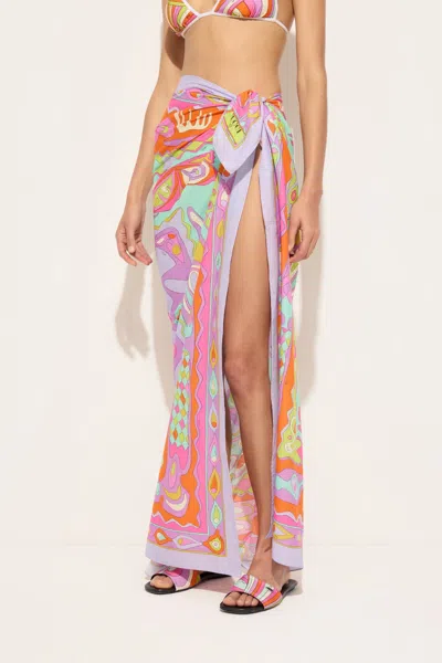 Pucci Angoli Print Cotton Sarong Multicolor