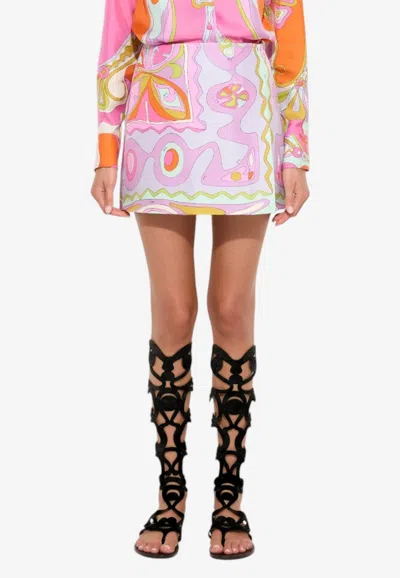 Pucci Angoli Print Mini Wrap Skirt In Multicolor