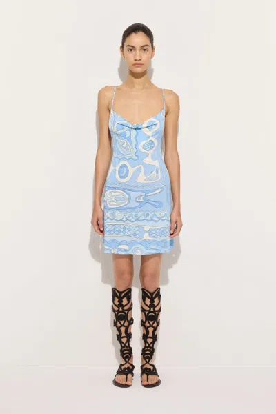 Pucci Angoli Print Short Dress Pale Blue