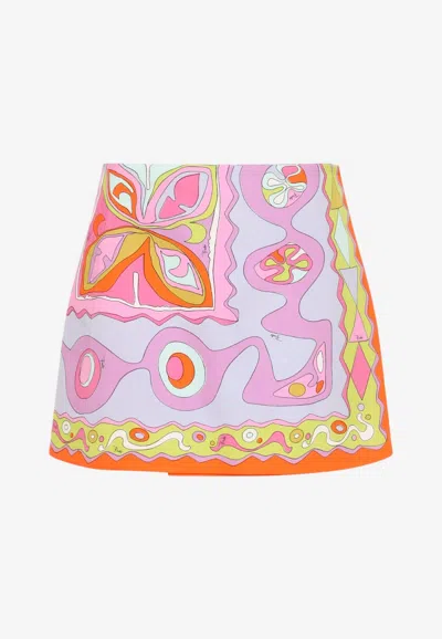Pucci Silk Angoli Print Mini Skirt In Multi