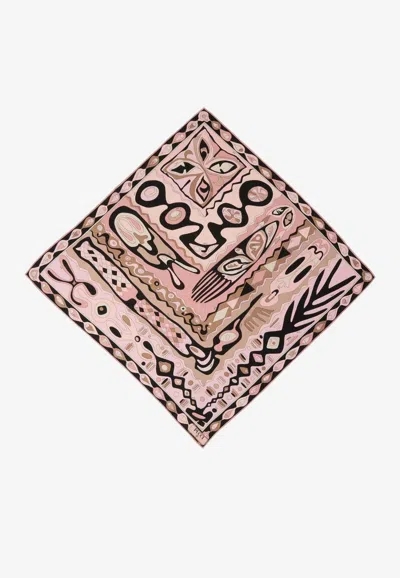 Pucci Angoli Print Silk Square Scarf In Pink