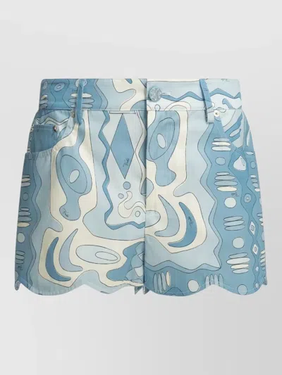 Pucci Angoli Shorts Belt Loops Five Pockets In Blue