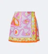 Pucci Wrap-effect Printed Silk-twill Mini Skirt In White