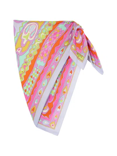 Pucci Angoli-print Cotton Sarong In Pink